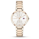 Tommy Hilfiger Angela Quartz White Dial Rose Gold Steel Strap Watch for Women - 1782124