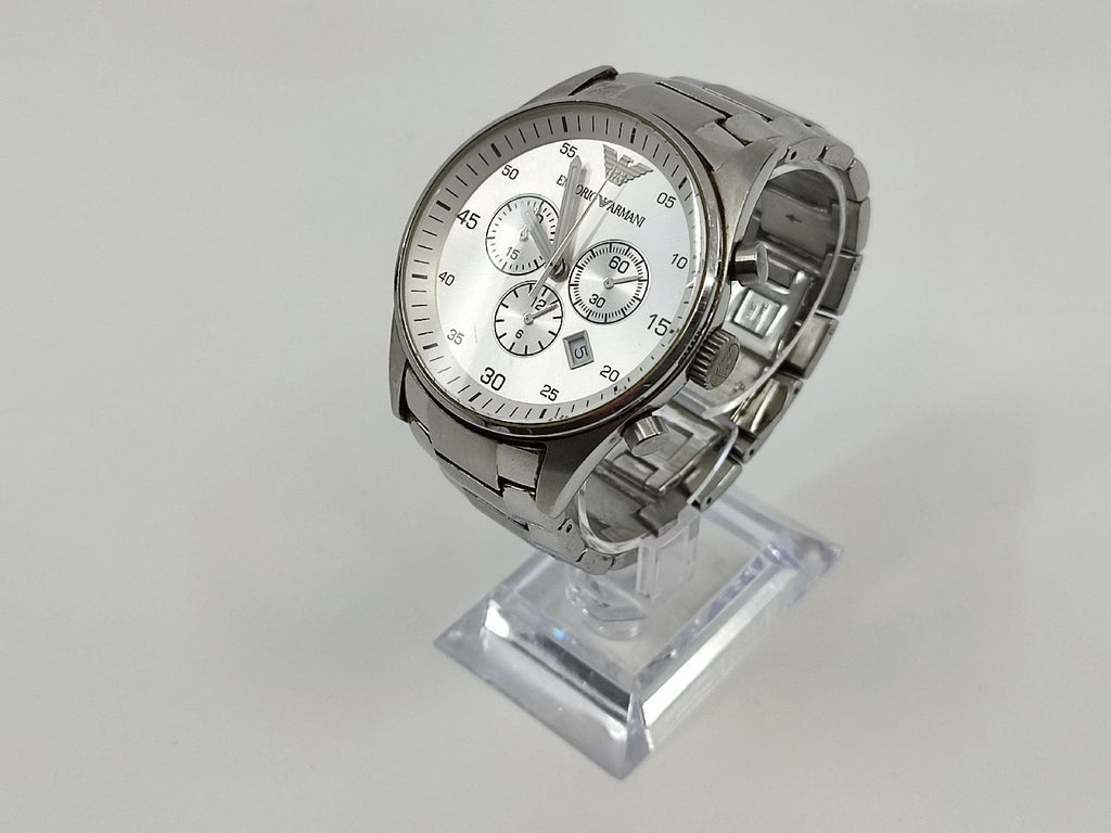 Emporio Armani Sportivo Chronograph Silver Dial Silver Steel Strap Watch For Men - AR5963