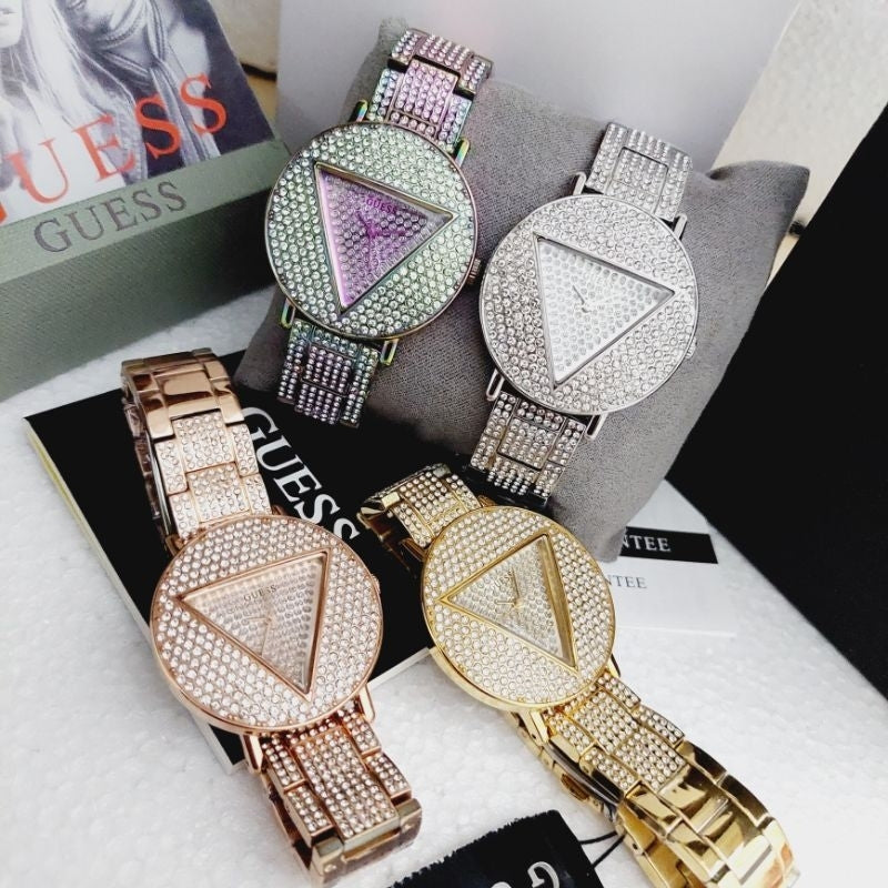 Guess Trend Diamonds Silver Dial Silver Steel Strap Watch for Women - GW0512L1