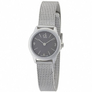 Calvin Klein Minimal Grey Dial Silver Mesh Bracelet Watch for Men - K3M51154