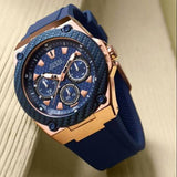 Guess Zena Blue Dial Blue Silicone Strap Watch For Women - W1094L2