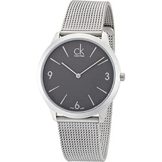 Calvin Klein Minimal Grey Dial Silver Mesh Bracelet Watch for Women - K3M53154