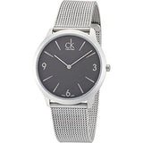 Calvin Klein Minimal Grey Dial Silver Mesh Bracelet Watch for Women - K3M53154