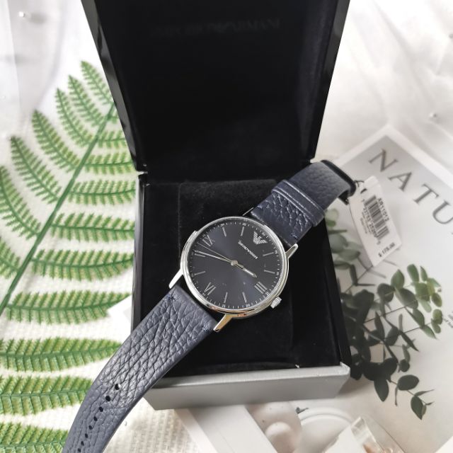 Emporio Armani Kappa Quartz Blue Dial Blue Leather Strap Watch For Women - AR11012