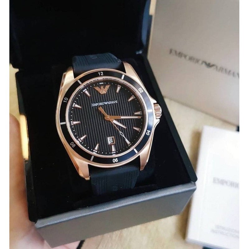 Emporio Armani Sport Quartz Black Dial Black Rubber Strap Watch For Men - AR11101