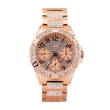Guess Frontier Diamonds Rose Gold Dial Rose Gold Steel Strap Watch For Women - W1156L3