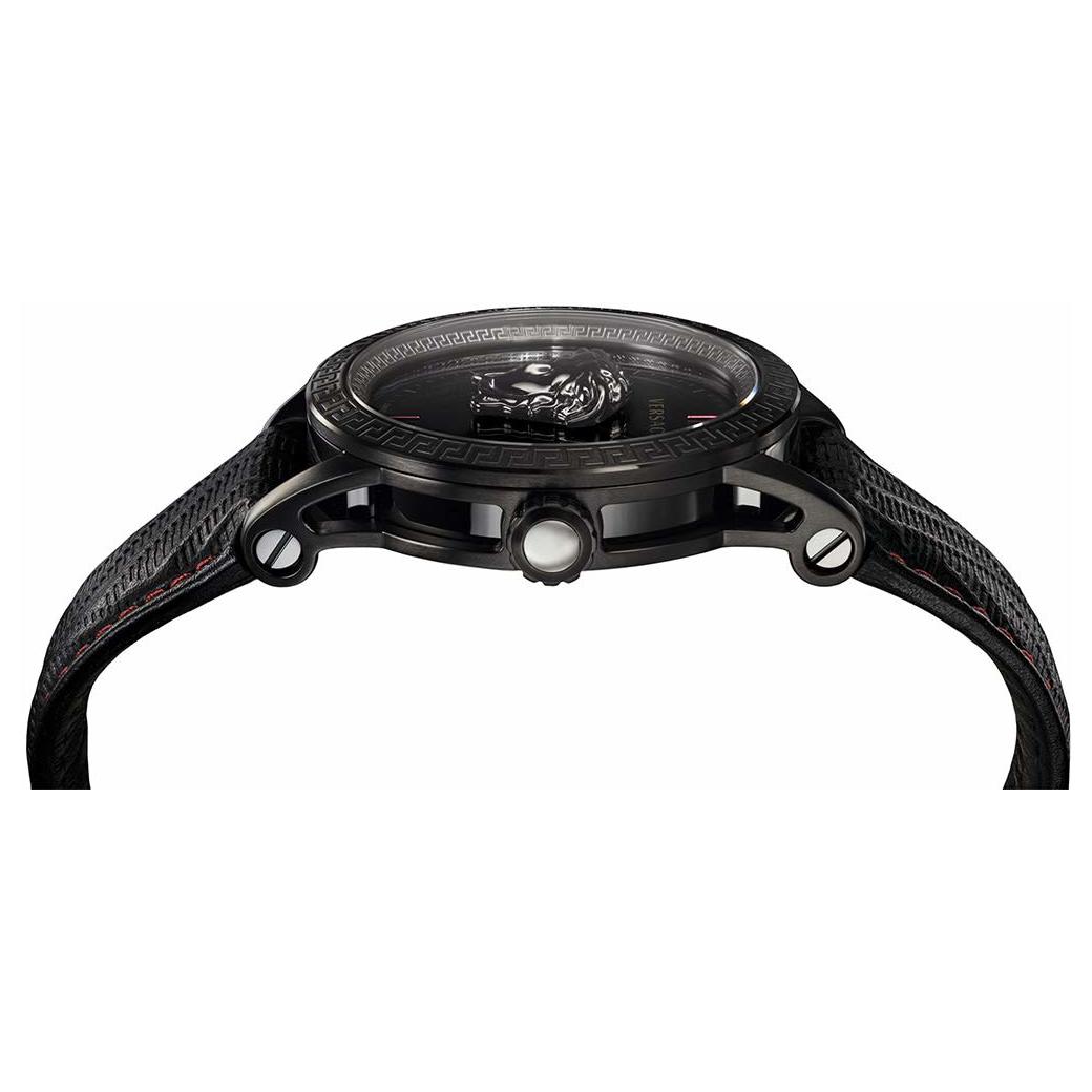 Versace Palazzo Empire Black Dial Black Leather Strap Watch for Men - VERD00218