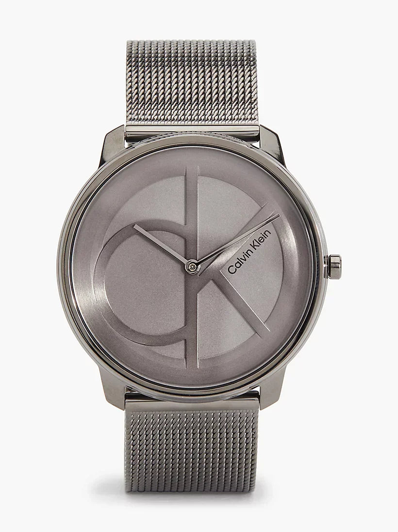 Calvin Klein Minimal Grey Dial Grey Mesh Bracelet Watch for Men - K3M517P4