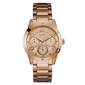Guess Studio Rose Gold Dial Rose Gold Steel Strap Watch For Women - W0778L3
