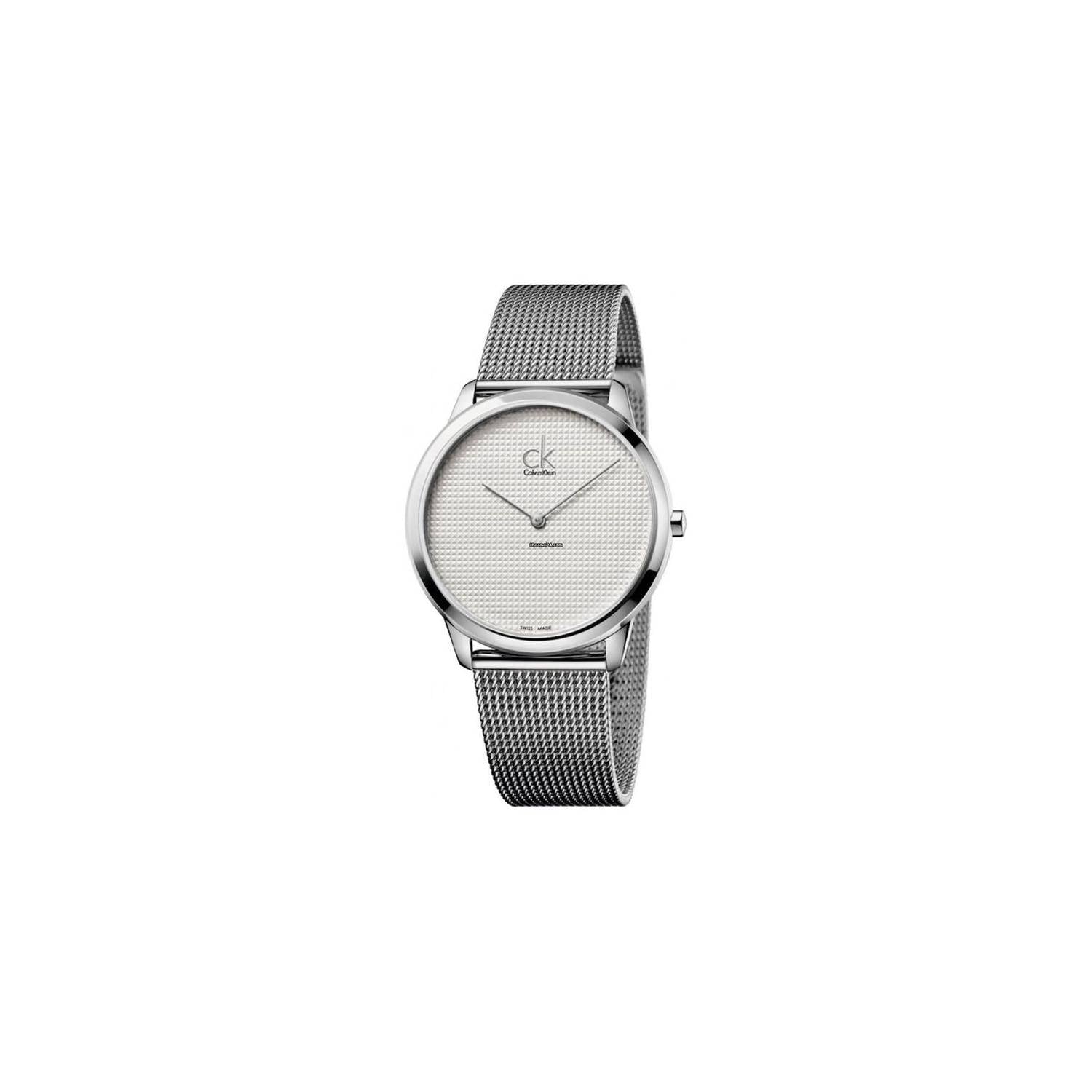 Calvin Klein Minimal White Dial Silver Mesh Bracelet Watch for Men - K3M2112Y