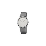 Calvin Klein Minimal White Dial Silver Mesh Bracelet Watch for Men - K3M2112Y