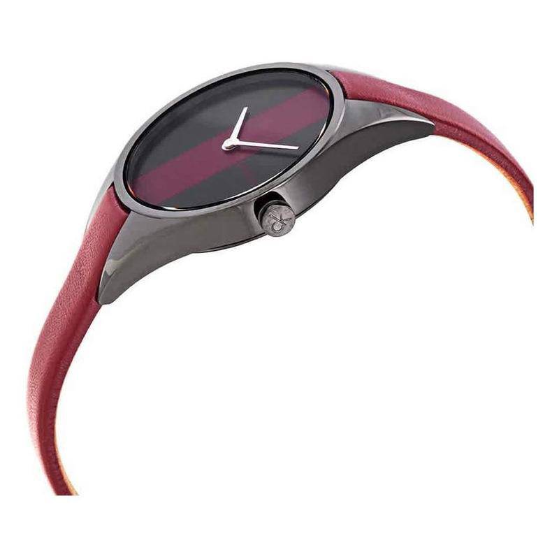 Calvin Klein Rebel Red Black Dial Red Leather Strap Watch for Women - K8P237U1