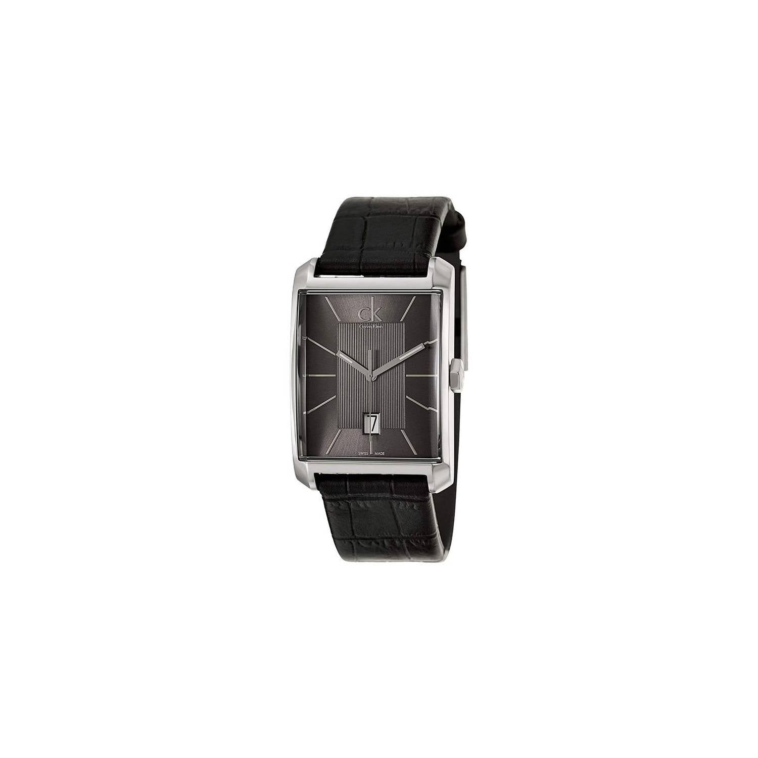 Calvin Klein Window Black Dial Black Leather Strap Watch for Men - K2M21107