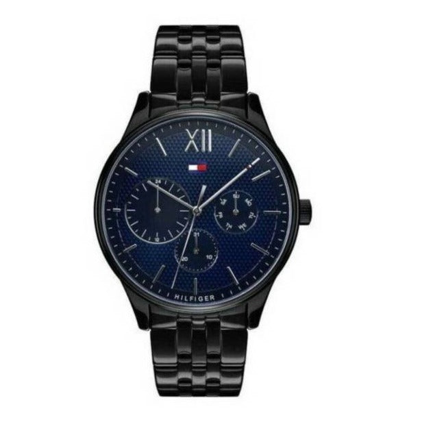Tommy Hilfiger Damon Quartz Chronograph Blue Dial Black Steel Strap Watch for Men - 1791454