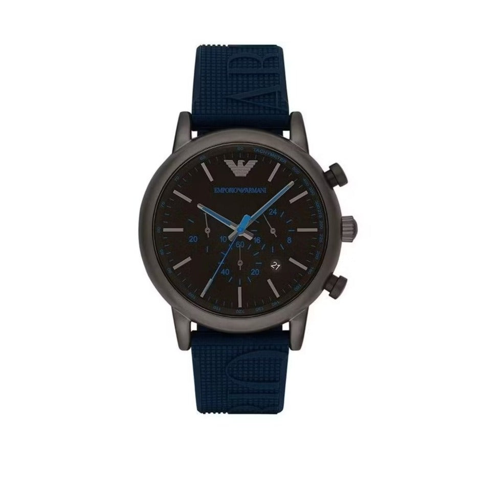 Emporio Armani  Luigi Chronograph Black Dial Blue Rubber Strap Watch For Men - AR11023