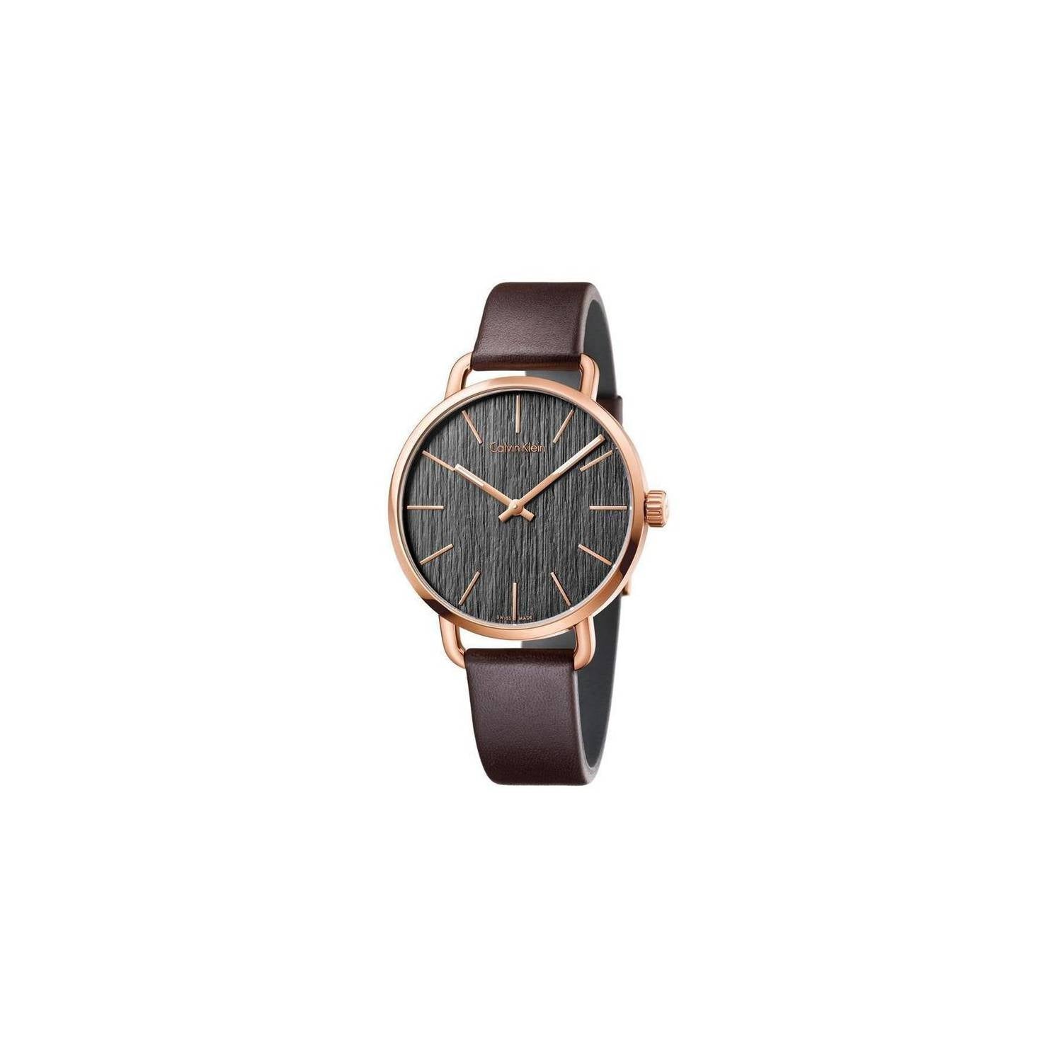 Calvin Klein Even Grey Dial Brown Leather Strap Watch for Women - K7B236G3