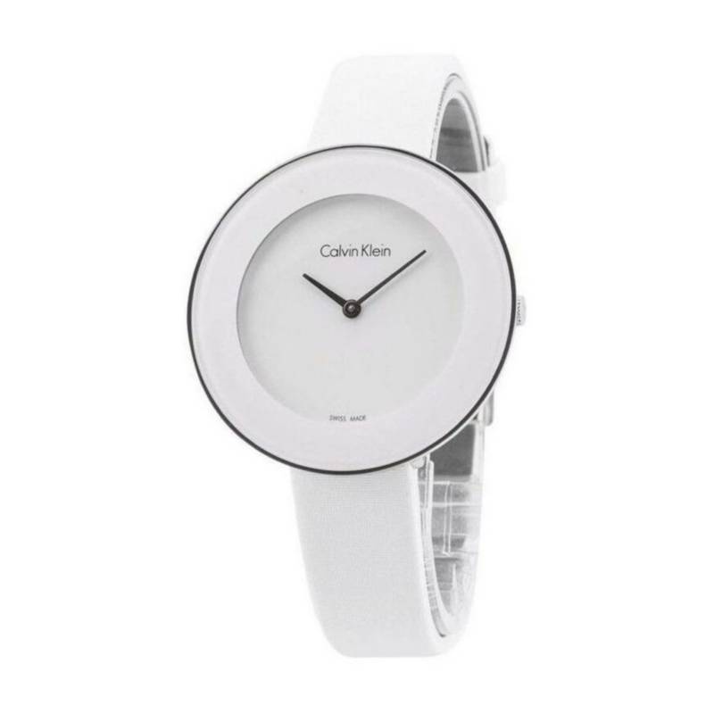 Calvin Klein Chic White Dial White Leather Strap Watch for Women - K7N23TK2