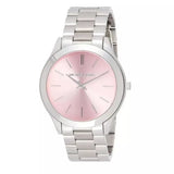 Michael Kors Slim Runway Quartz Pink Dial Silver Steel Strap Watch For Women - MK3380