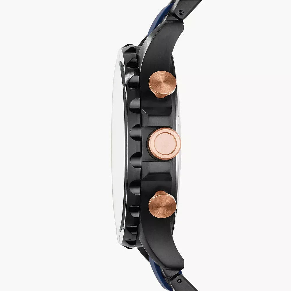 Fossil Nate Chronograph Blue Dial Two Tone Steel Strap Watch for Men - JR1494