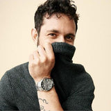 Fossil Grant Chronograph Black Dial Silver Steel Strap Watch for Men - FS4994