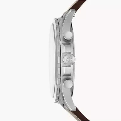 Fossil Forrester Chronograph White Dial Brown Leather Strap Watch for Men - FS5696