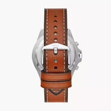 Fossil Garrett Chronograph Blue Dial Brown Leather Strap Watch for Men - FS5625