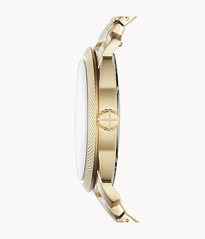 Fossil Machine Gold Dial Gold Steel Strap Watch for Men - FS5264