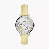 Fossil Jacqueline Three-Hand White Dial Yellow Leather Strap Watch for Women - ES4812
