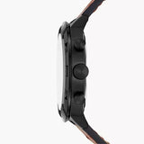 Fossil Bronson Black Dial Brown Leather Strap Watch for Men - FS5714
