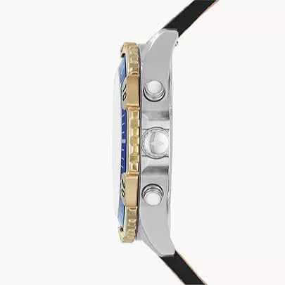 Fossil Garrett Chronograph Blue Dial Brown Leather Strap Watch for Men - FS5625