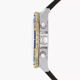 Fossil Garrett Chronograph Blue Dial Brown Leather Strap Watch for Men - FS5625