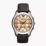Emporio Armani Valente Chronograph Brown Dial Brown Leather Strap Watch For Men - AR1785