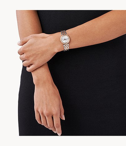 Michael Kors Darci Silver Dial Two Tone Steel Strap Watch for Women - MK3298