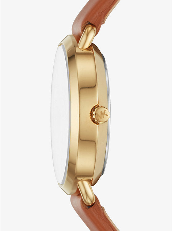 Michael Kors Portia Quartz White Dial Brown Leather Strap Watch For Women - MK2734