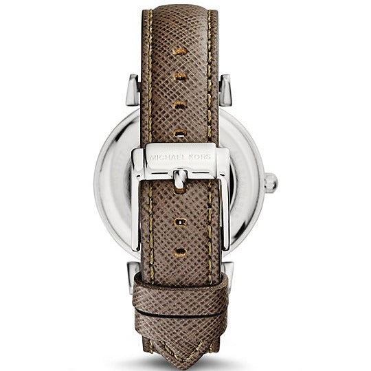 Michael Kors Caitlin Quartz Silver Dial Gray Leather Strap Watch For Women - MK2377