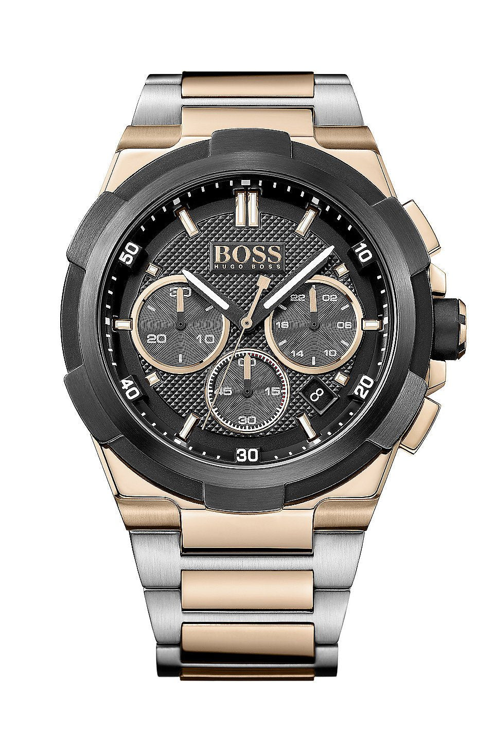 Hugo Boss Supernova Black Dial Two Tone Steel Strap Watch for Men - 1513358