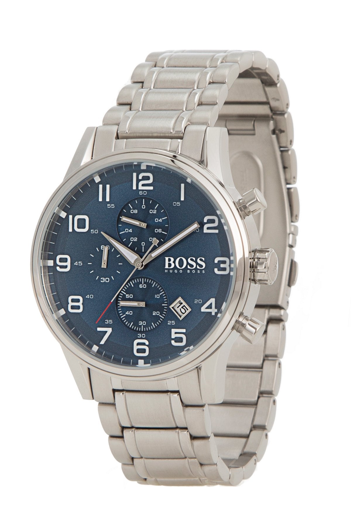Hugo Boss Aeroliner Blue Dial Silver Steel Strap Watch for Men - 1513183