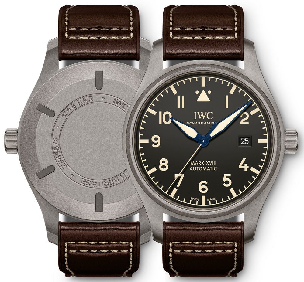 IWC Pilot's Watch Mark XVIII 40mm Black Dial Brown Leather Strap Watch for Men - IW327006