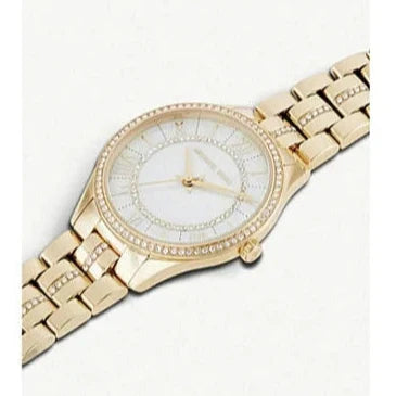 Michael Kors Lauryn Mother of Pearl White Dial Gold Steel Strap Watch for Women - MK3899