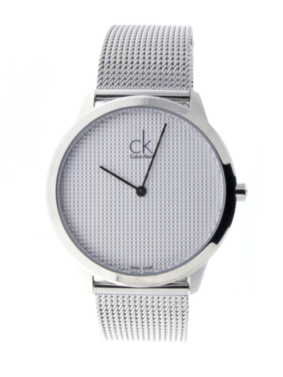 Calvin Klein Minimal White Dial Silver Mesh Bracelet Watch for Men - K3M2112Y