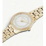 Michael Kors Lauryn Mother of Pearl White Dial Gold Steel Strap Watch for Women - MK3899