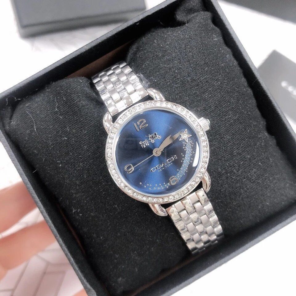 Coach Glitz Blue Dial Silver Steel Strap Watch for Women - 14502693