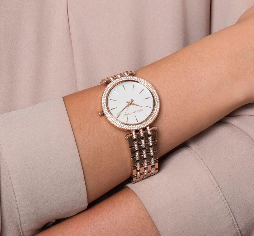 Michael Kors Darci Mother of Pearl Dial Rose Gold Steel Strap Watch for Women - MK3220