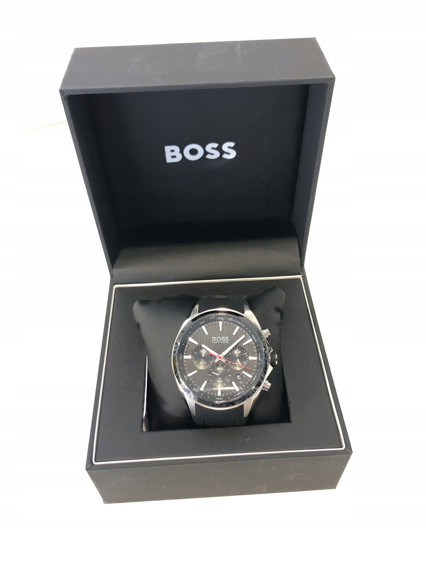 Hugo Boss Distinct Black Dial Black Rubber Strap Watch for Men - 1513855