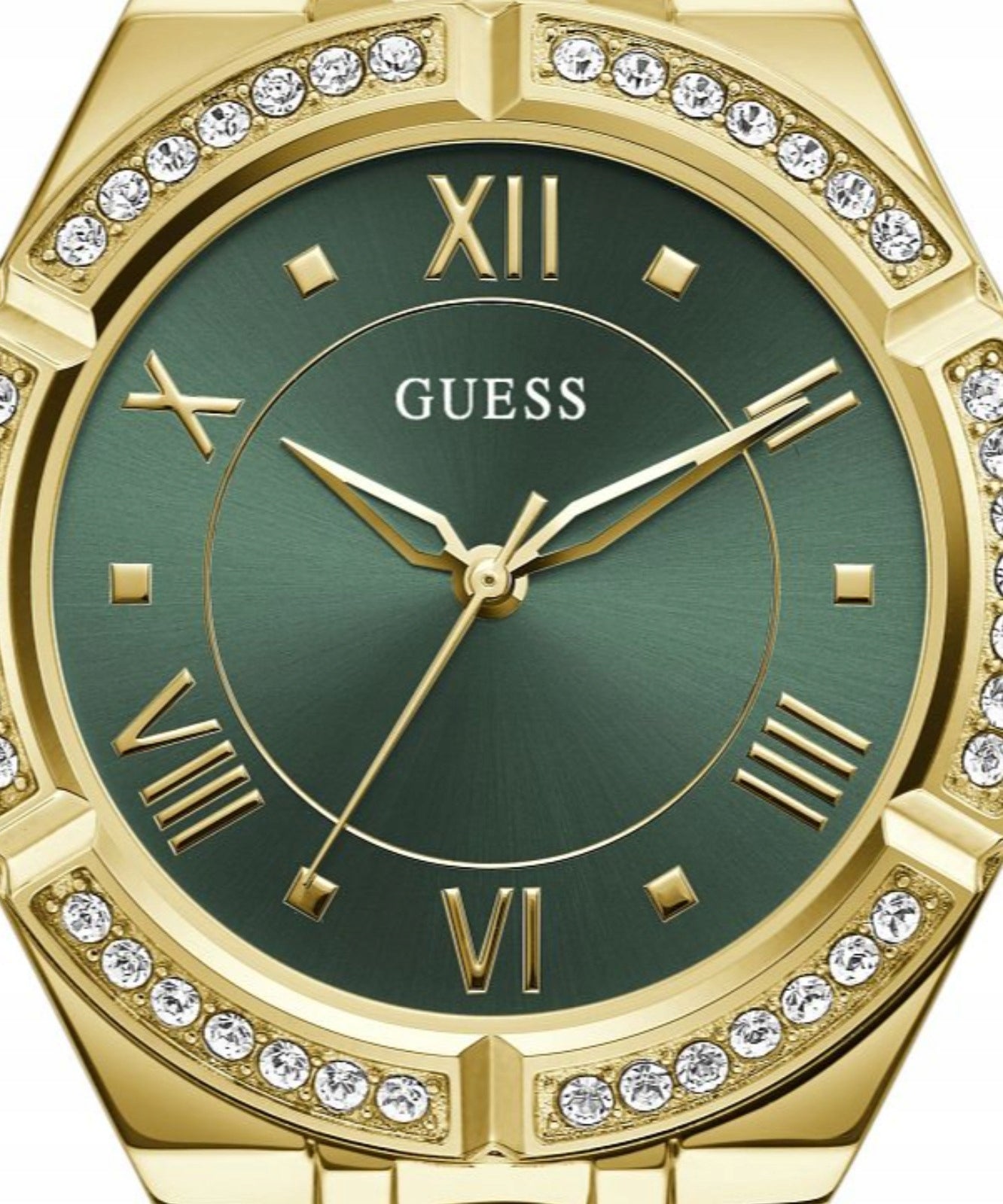 Guess Cosmo Diamonds Green Dial Gold Steel Strap Watch for Women - GW0033L8