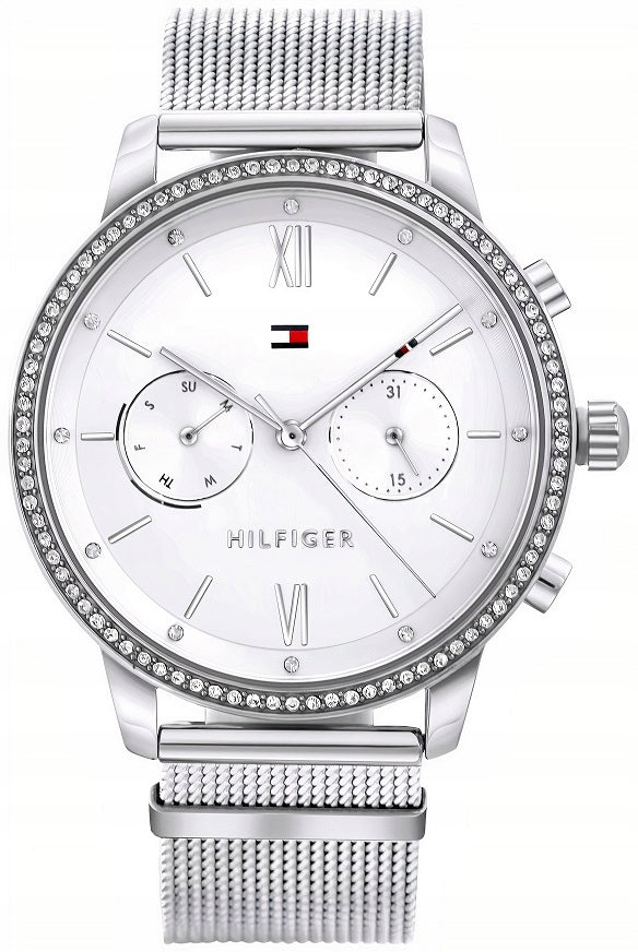 Tommy Hilfiger Blake Diamonds Silver Dial Silver Mesh Bracelet Watch for Women - 1782301