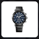 Hugo Boss Rafale Chronograph Quartz Blue Dial Black Leather Strap Watch For Men - HB1513391