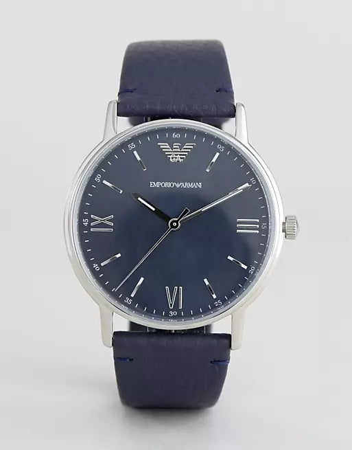 Emporio Armani Kappa Quartz Blue Dial Blue Leather Strap Watch For Women - AR11012