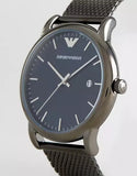 Emporio Armani Luigi Quartz Blue Dial Grey Mesh Bracelet Watch For Men - AR11053