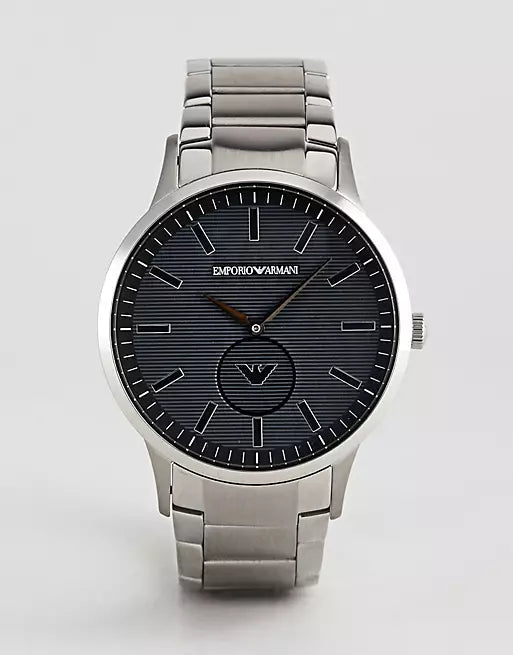 Emporio Armani Renato Quartz Black Dial Silver Steel Strap  Watch For Men - AR11118